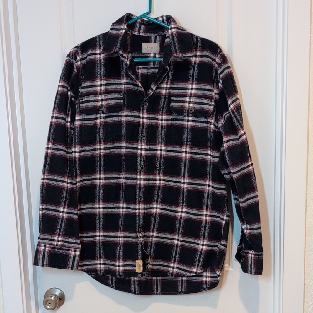 Jachs Black and Red Plaid Button Down Shirt With Pocket Buttons